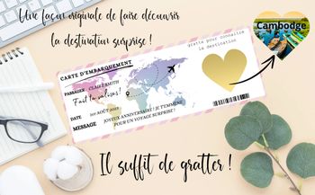 Carte à gratter d'embarquements voyage, croisière découvrez la destination surprise,carte d'embarquement, boarding pass