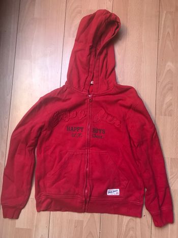 Gilet garçon avec capuche rouge 12 ans