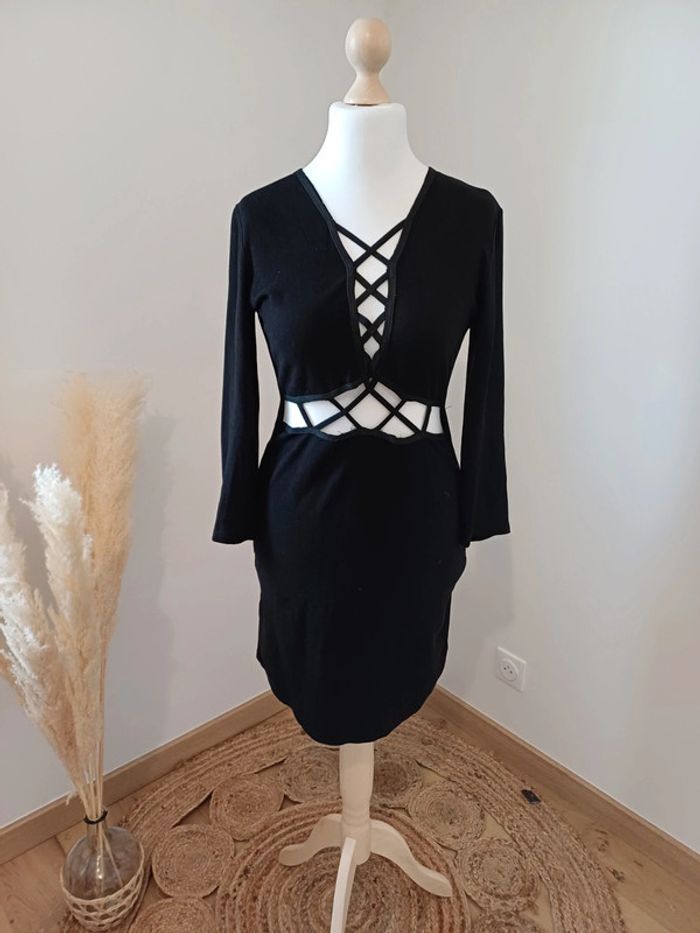 Robe noire sexy en suédine avec laçage JCL taille M/L 38/40