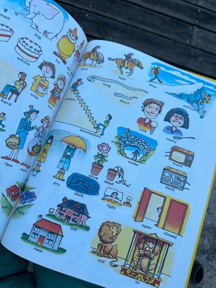 Livre grand album ancien Les mille 1000 premiers mots en anglais english rouge et or - photo numéro 5