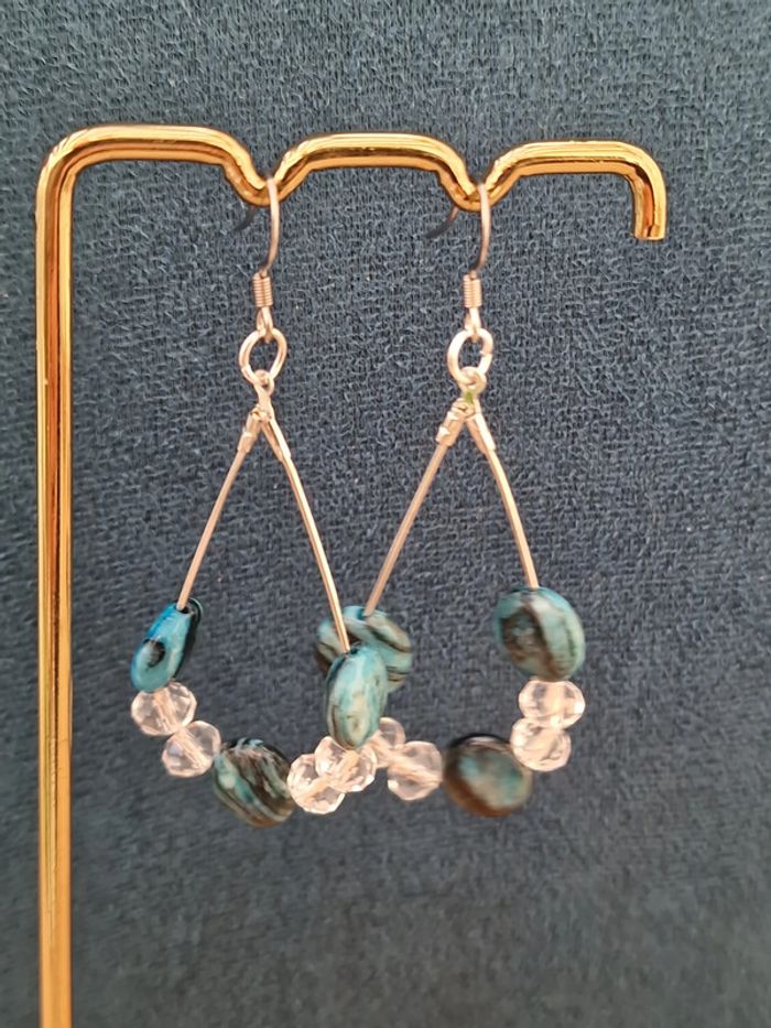 Boucles D'oreilles Apatite Cristal Acier - photo numéro 6
