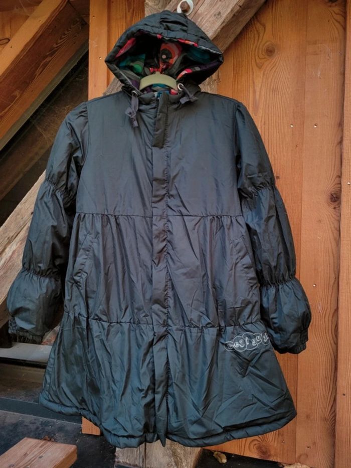 Manteau réversible à capuche Desigual, un côté noir l'autre à motifs ronds colorés 🍭, 14 ans - photo numéro 3
