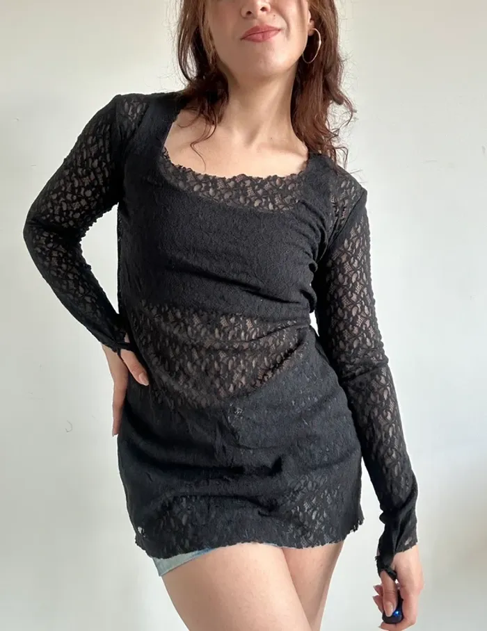 Tunique transparente y2k années 90 noire taille S/M - photo numéro 5