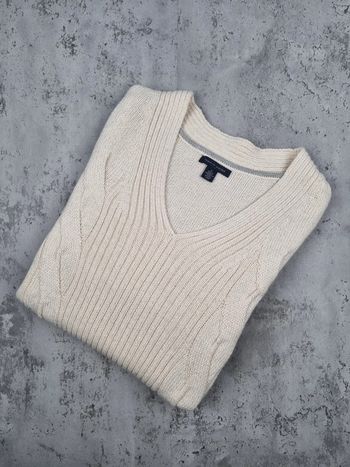 Pull torsadé Tommy Hilfiger écru – Taille M Femme (mesures en photos)