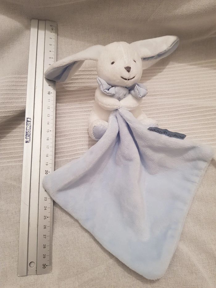 Doudou lapin mouchoir bleu Doudou et compagnie - photo numéro 3