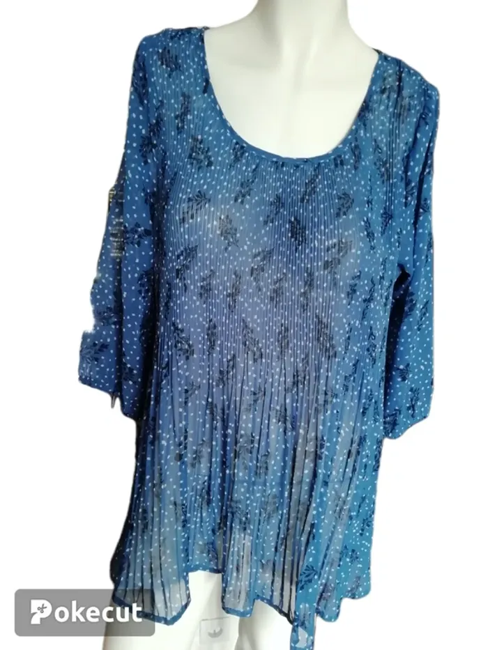 Chemisier chemise blouse légère bleue top bleu blue