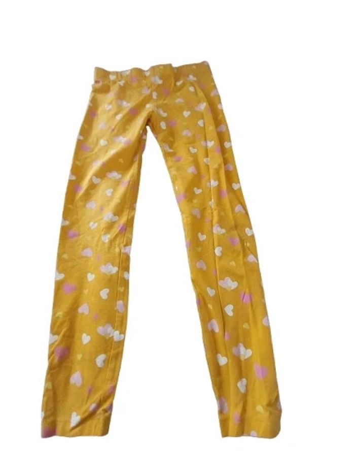 Leggings jaune avec motif cœurs ‐ Tissaia - taille 8 ans