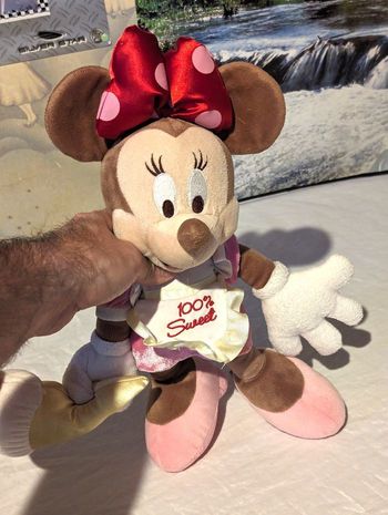 Souris Minnie Ruban Rouge Pois Robe Souliers Tablier Sweet Glace Main Peluche Petits Enfants Bébés