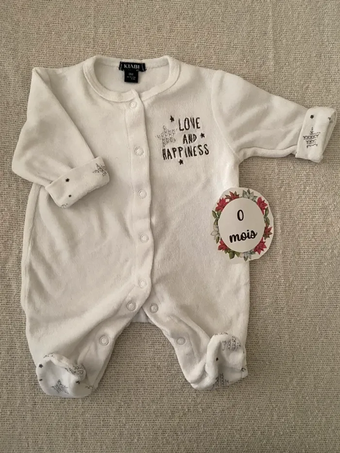 Pyjama Kiabi blanc 0 mois très bon état