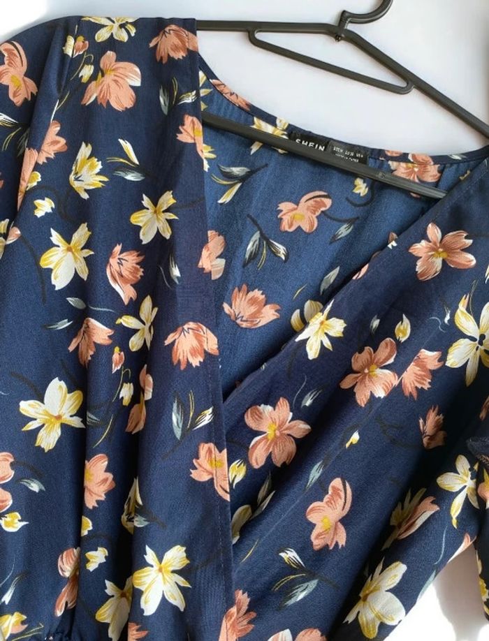 🎀 Robe longue femme florale bleu marine taille M🎀 - photo numéro 5