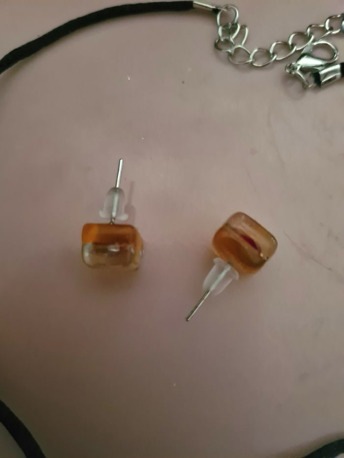 Parure. Collier 3 x 4 cm  et boucles d oreilles. Murano - photo numéro 5