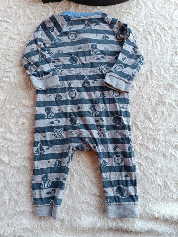 Pyjama dans pied léger été Garçon 6 mois mer bateau baleine Kiabi coton - photo numéro 6