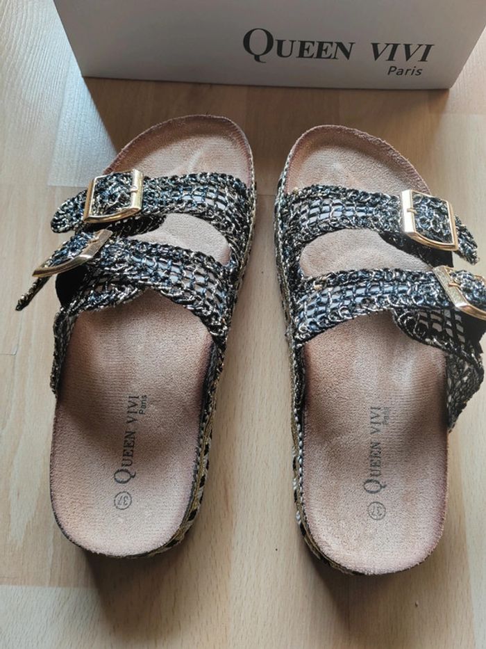 Mules confort noir doré taille 37 - photo numéro 4