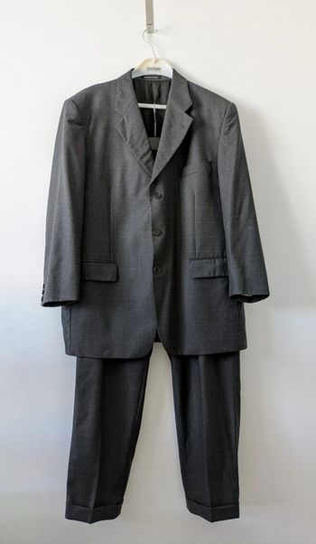 Costume gris à carreaux fins 100% laine - Yves Saint Laurent - taille 58