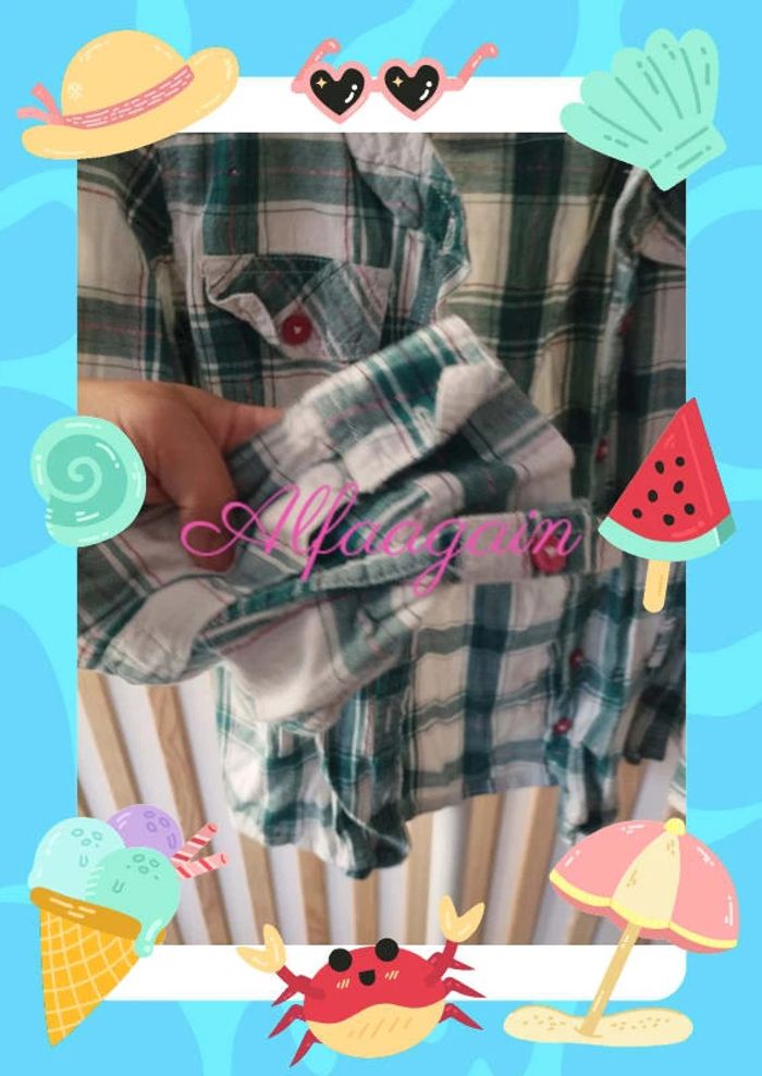 Chemise quadrillée verte/blanche 10ans punkids - photo numéro 6