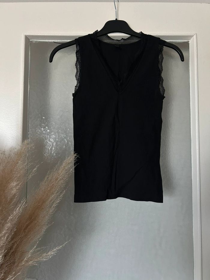 Débardeur top à dantelle noir taille unique