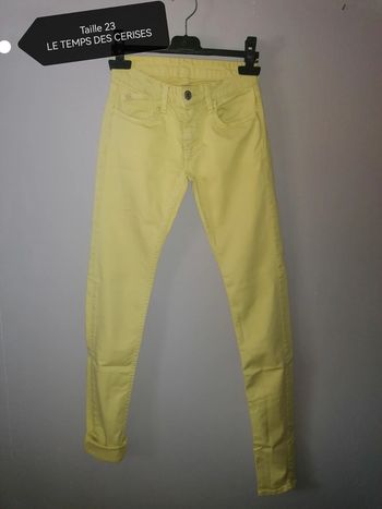 Jeans extensible T23 jaune anis Le temps des cerises