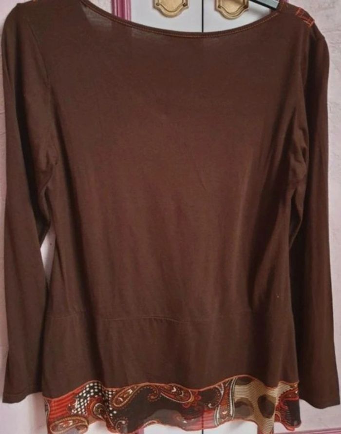 Haut  imprimé marron rouille T.38/40 - photo numéro 8