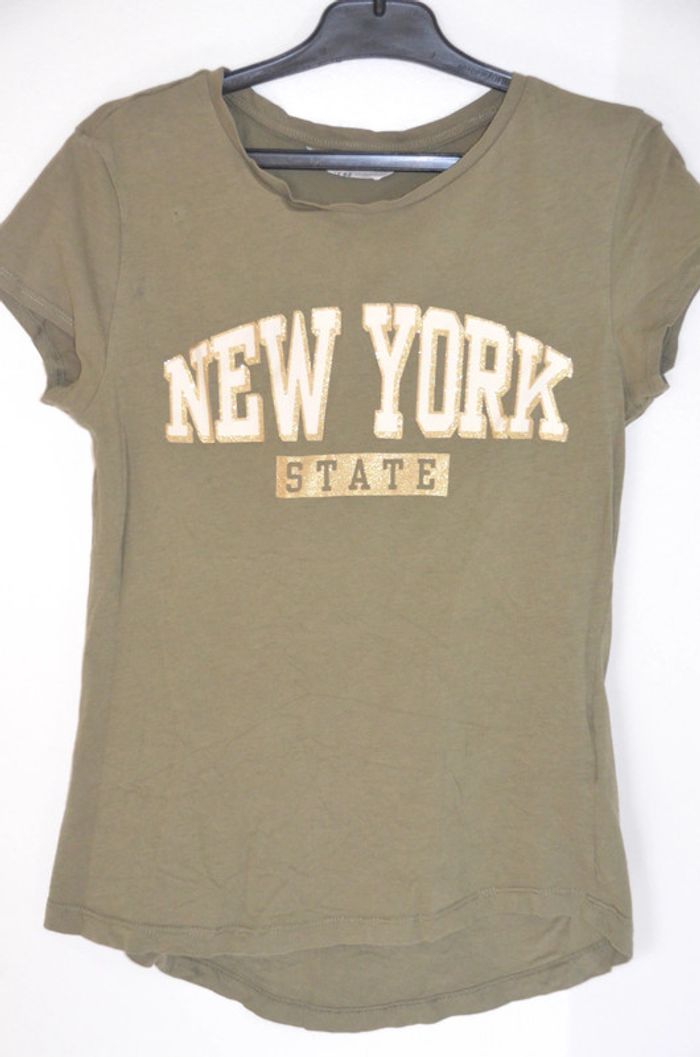 T shirt 14 ans kaki et doré