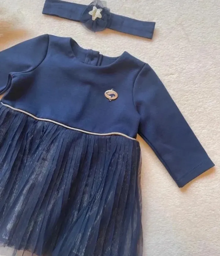 Ensemble robe bleu marine + bandeau assorti 3 mois - Sergent Major - photo numéro 3