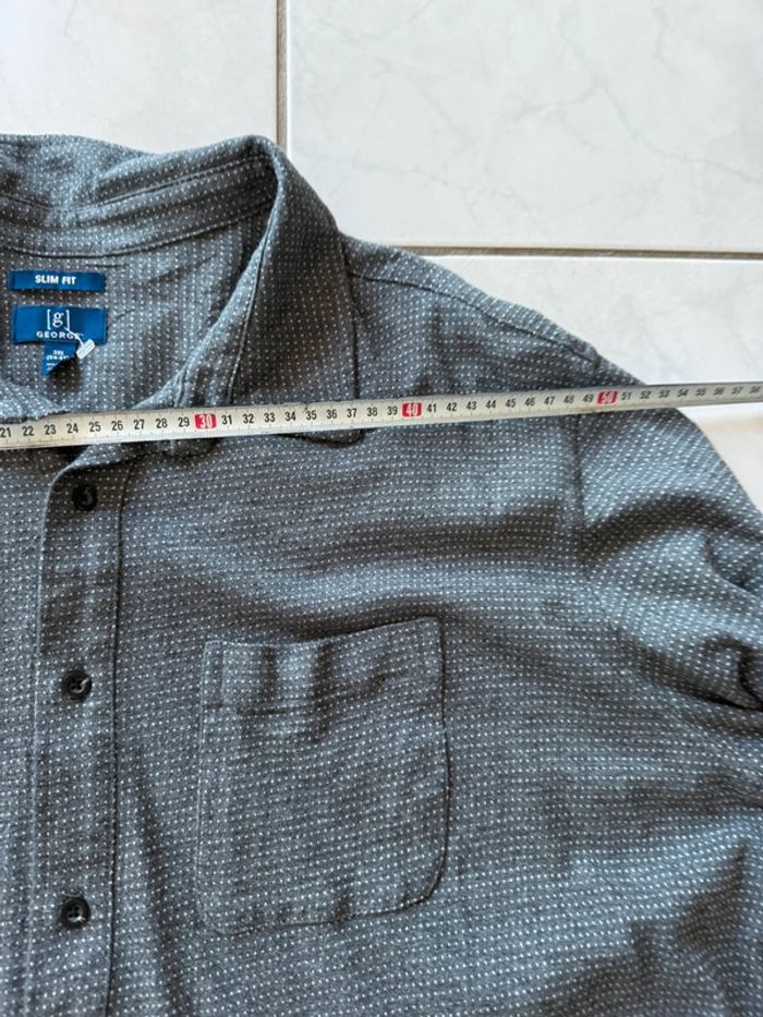 Chemise / Surchemise vintage George en coton taille XXXL couleur grise & blanche - photo numéro 8