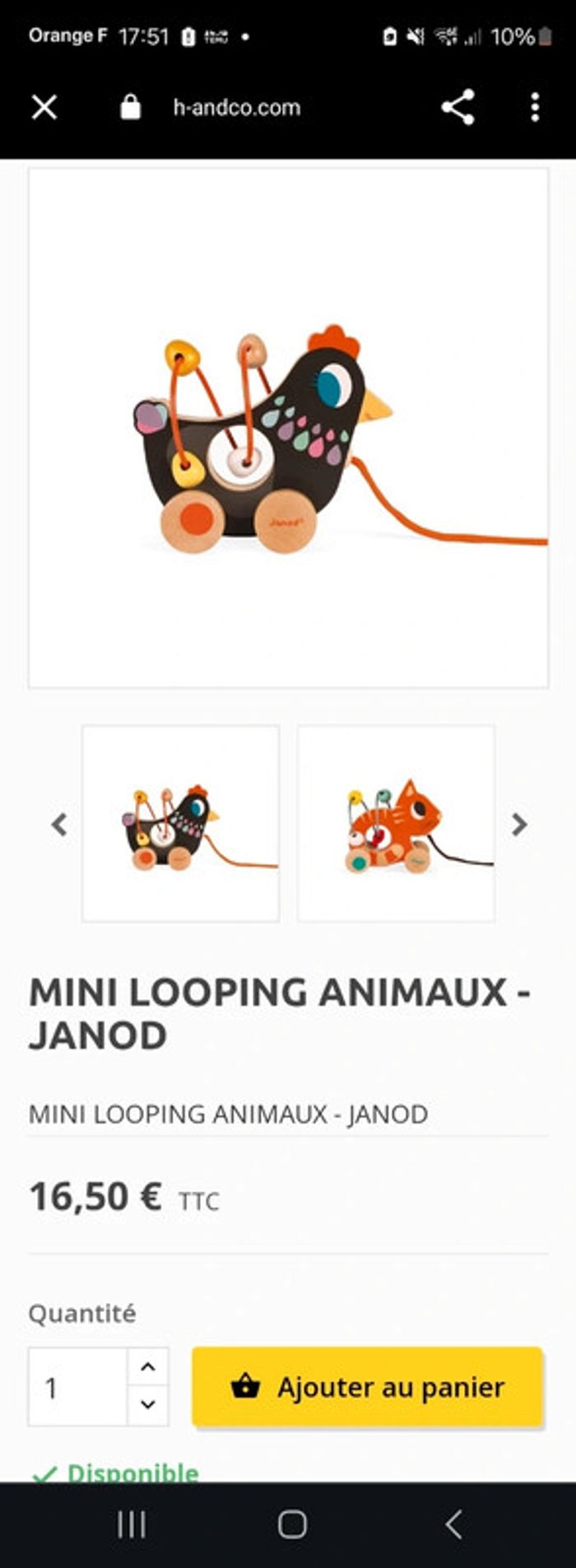 Mini looping animaux  de janod à tirer - photo numéro 4