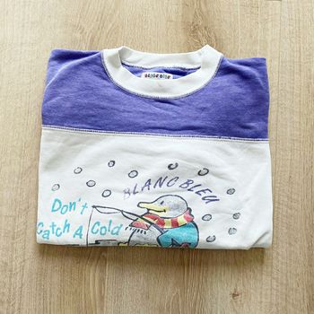 Blanc Bleu Pull Vintage Kids Femme Exclusive 80's Wear Collector (Taille M)