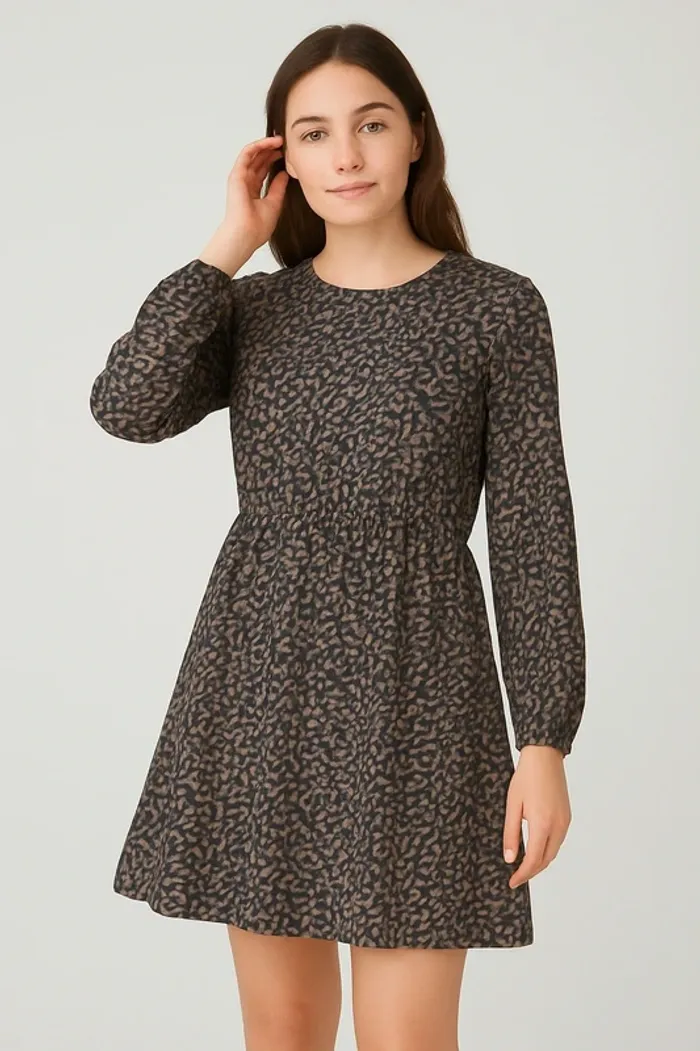 Robe à manches longues imprimer léopard taille s 36