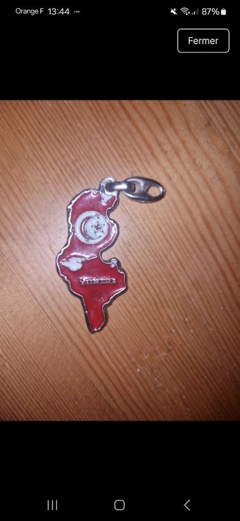 Pendentif forme du pays et drapeau Tunisie 