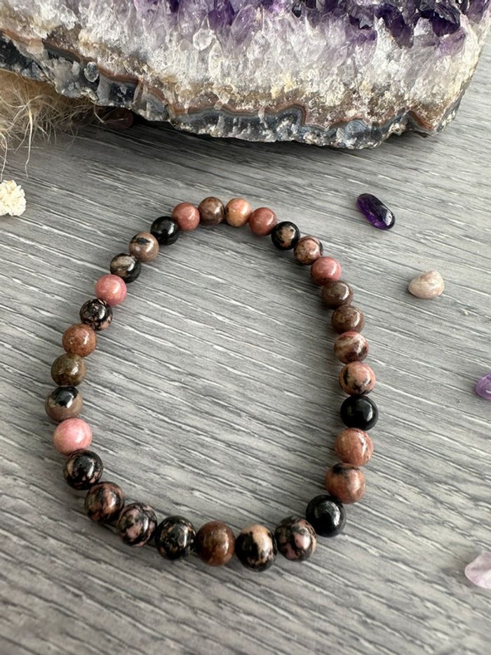 Bracelets en perles de Rhodonite d’Afrique du Sud - Pierre naturelle - photo numéro 3