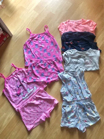 Lot été fille pyjama ensemble combishort 4-5 ans
