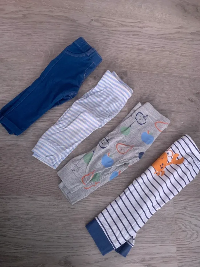 Lot de 4 legging tons bleus en 9 mois