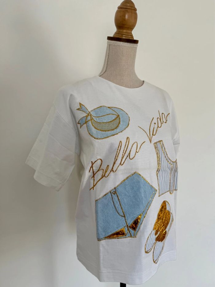 T-shirt haut top maillot camisa blusa Blouse chemise camicia overhemd folder camicetta été - photo numéro 2