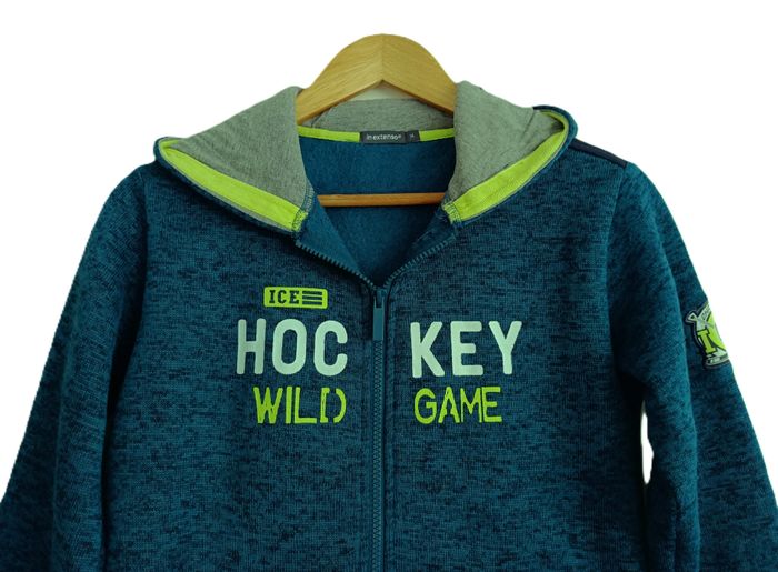 Gilet turquoise multicolore à capuche. Sweat a zip. In extenso. Taille 14 ans. - photo numéro 2