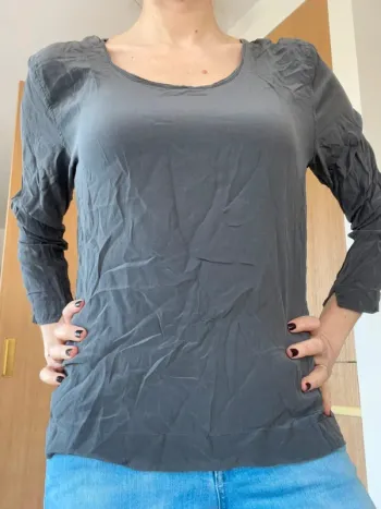 Haut gris manches longues en soie American Vintage S