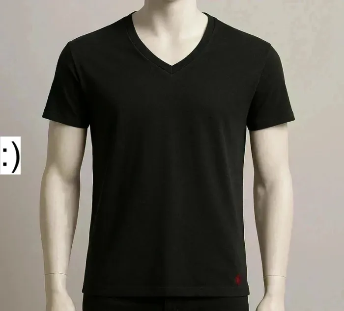 T-shirt noir col V – Polo Ralph Lauren – Style Y2K vintage