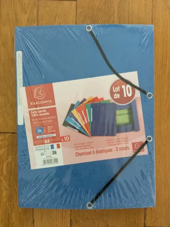 1 paquet de 10 chemises à élastiques 3 rabats cartonnées