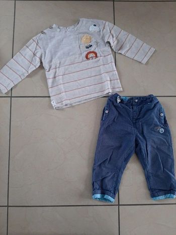 Ensemble tee shirt manches longues + pantalon garçon 18 mois