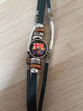 Bracelet cuir 3 rangs FC Barcelone barca