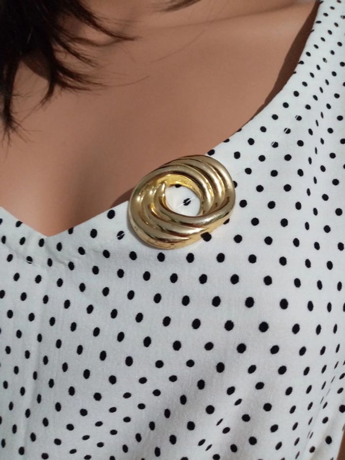 Broche à clip dorée vintage - photo numéro 3