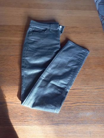 Pantalon slim fit/regular waist gris pailleté argenté