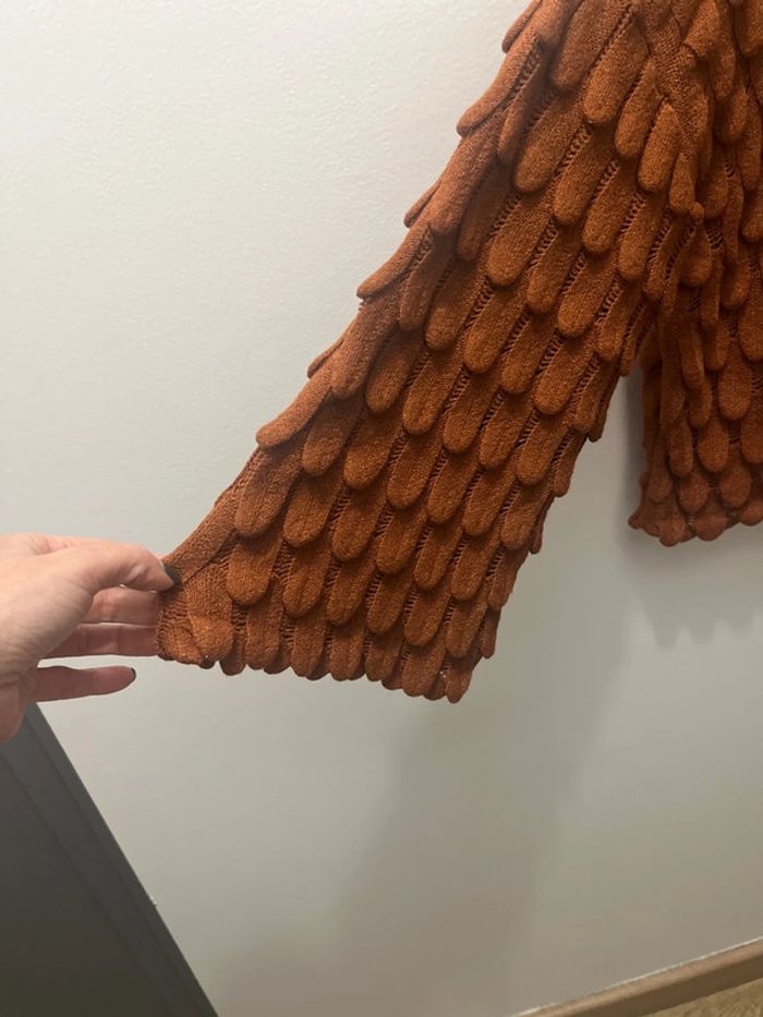 Pull marron /camel manches évasées taille unique - photo numéro 2