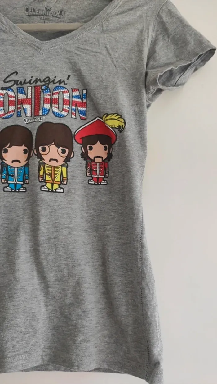 T-shirt gris Celebridols Swingin London  Beatles - Drop des indispensables de l'été - photo numéro 4