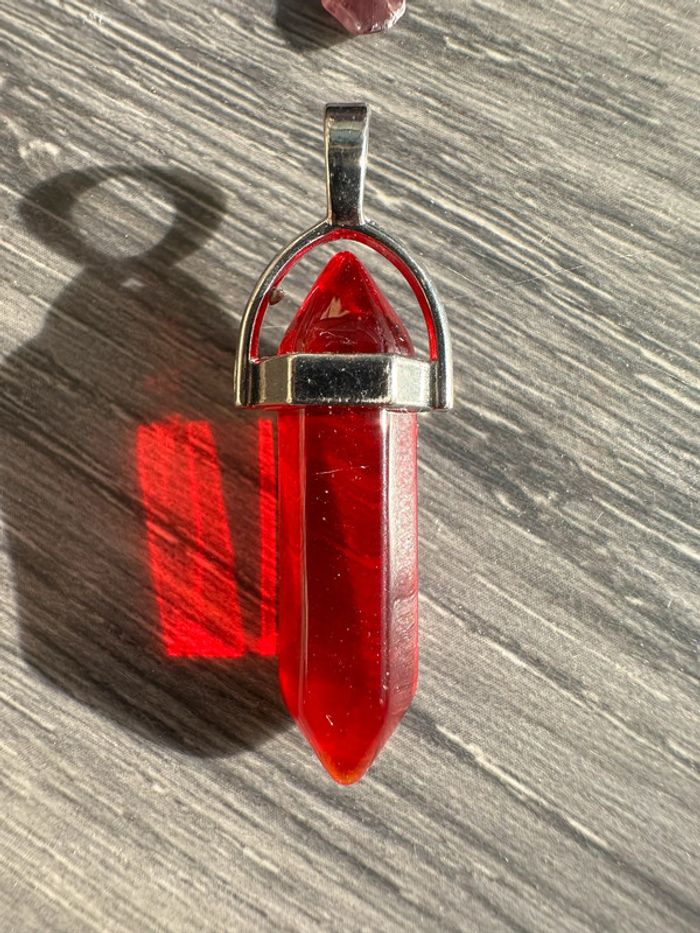 Pendentif pendule en cristal rouge - Pierre naturelle - photo numéro 3