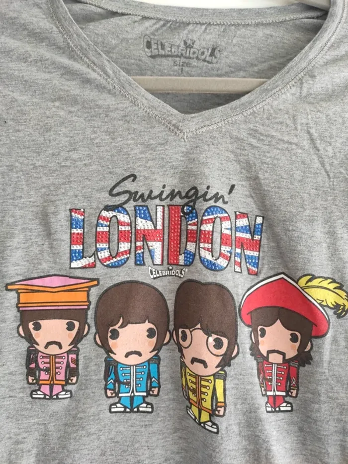 T-shirt gris Celebridols Swingin London  Beatles - Drop des indispensables de l'été - photo numéro 5