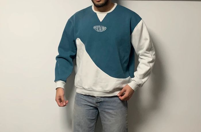Pull blanc/ bleu boohooMAN - photo numéro 2