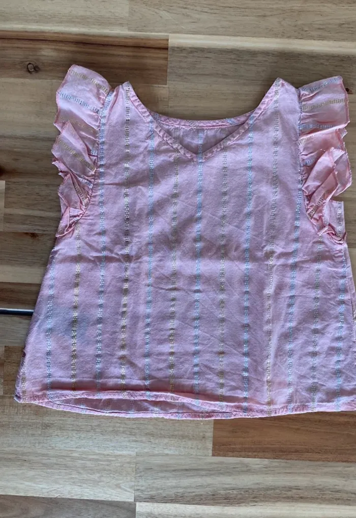 Blouse manche courte storytelling rose doré argent - photo numéro 4