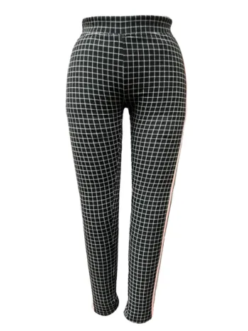 Legging fit Stooker Made for Kids noir/blanc à carreaux - bandes roses/argentées Taille 6 ans Neuf 