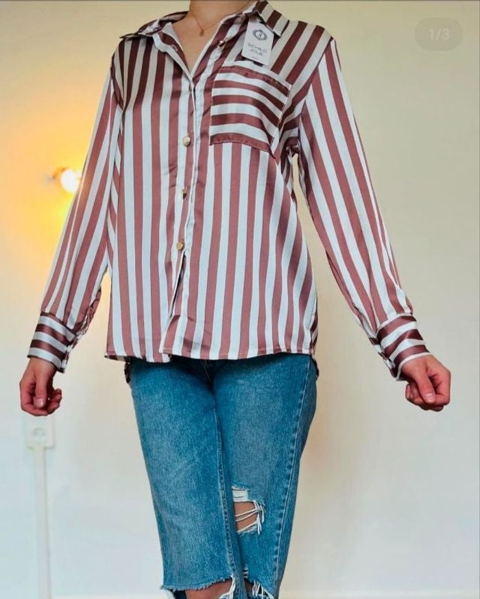 Chemise rayé marron