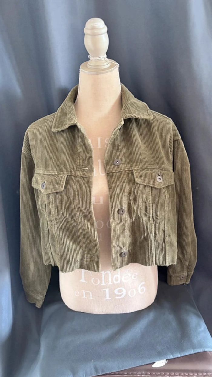 💕 veste chemise courte côtelé aspect velours taille 34 XS #zara